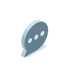isometric text bubble icon in black color on white background, chat or message