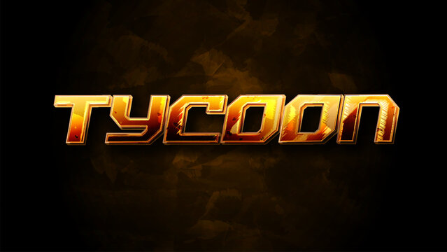 Tycoon text, shiny golden color editable text effect on dark gold textured background