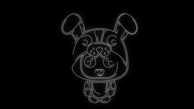 line art neon dog animal mascot costume animation