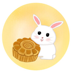 Obraz premium rabbit eating snacks on the moon