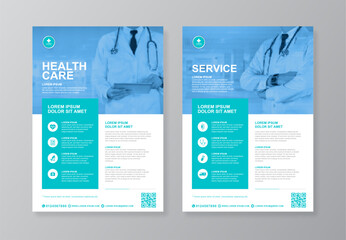 Corporate healthcare and medical cover and back page a4 flyer design template for print