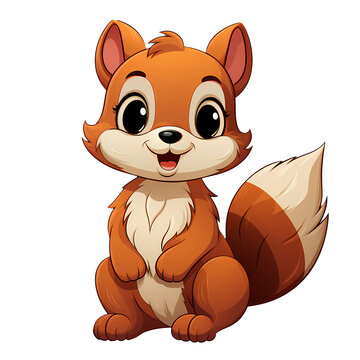 Cute Cartoon Squirrel  Illustration Isolated