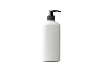 An unbranded dispenser bottle can be seen on a transparent background, serving as a cosmetic packaging mockup with available room for text.