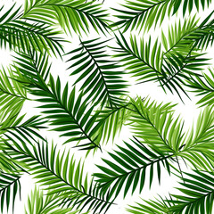 Fototapeta na wymiar seamless pattern with tropical leaves on a white background, in the style of art of tonga, patchwork patterns, large scale canvases, green academia. Generative AI