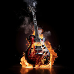 ai generated illustration guitar on fire