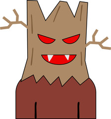 Obraz premium Wood Head Character Halloween decorative design element for website, presentation, flyer, brochure, printing, application. illustration style