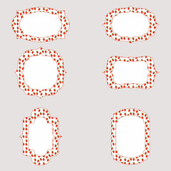 Set of frames with strawberry background