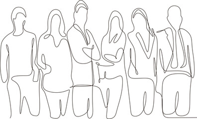 continuous line drawing of gathering with friends