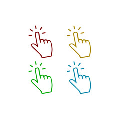 Hand cursor click icon hand drawn set icon