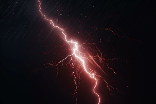 A Red Lightning Storm Illuminates The Natural Phenomena In This Lightning PNG. Generative AI