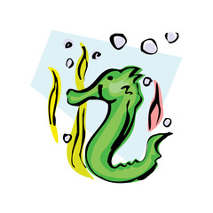 Cute cartoon seahorse. Isolated vector illustration on a white background in EPS10