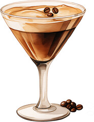 Watercolor Clipart of Espresso Martini