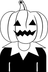 Pumpkin head Character Halloween icon hand drawn design elements for decoration.