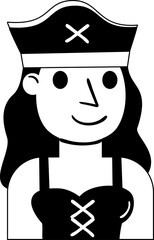 Pirate Character Halloween icon hand drawn design elements for decoration.