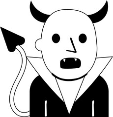 Satan Character Halloween icon hand drawn design elements for decoration.