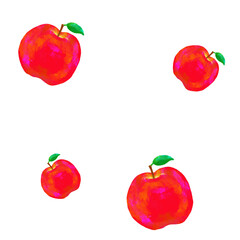 リンゴ　手描き　水彩　