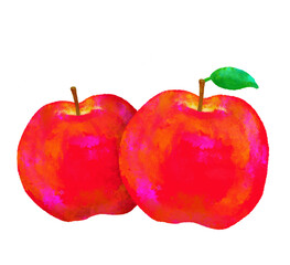 リンゴ　手描き　水彩　