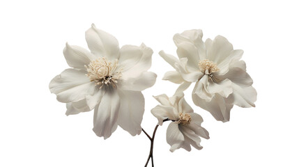Two pale flowers on a pale backdrop.