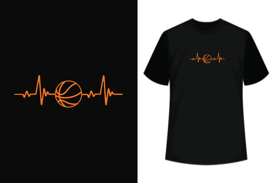 Basketball Heartbeat T-Shirt for basketball players t-shirt design