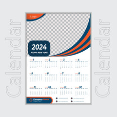 Modern and unique monthly wall calendar design for 2024 year. This wall calendar is a minimalist style.