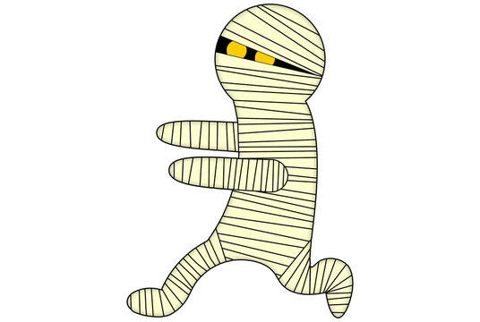 cartoon mummy running, wrapped in bandages clip art preview