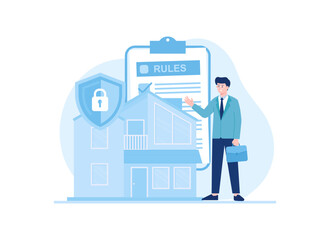 Office rules for safety trending concept flat illustration