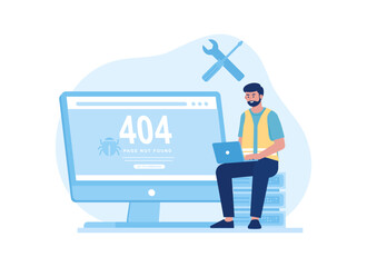 Obraz na płótnie Canvas Fixed 404 errors trending concept flat illustration