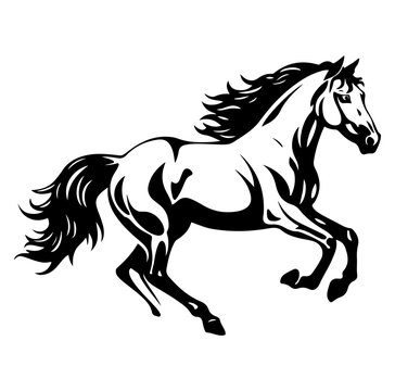 Horse running illustration, side view 