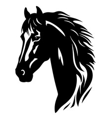 Horse head, black vector design 