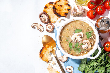 Homemade champignon mushroom cream soup