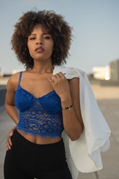 Black Ethiopian Young Woman With Curly Hair