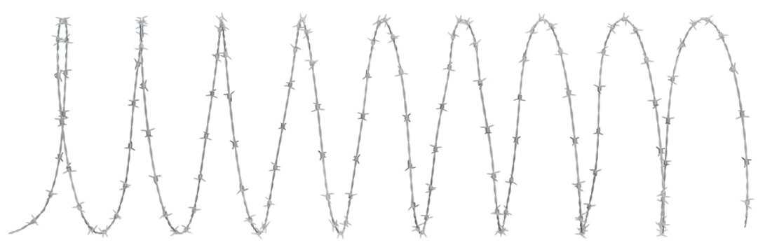 a 3D illustration of a twisted barbed wire fence.