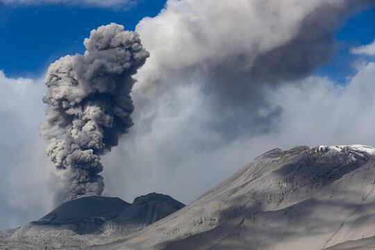 Ubinas volcano eruption in Peru