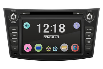 Fototapeta premium car multimedia with touchscreen vector illustration