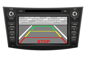 car multimedia with touchscreen vector illustration