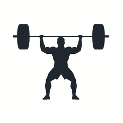 Vector of a silhouette of a man lifting a barbell in a gym