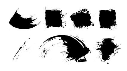 Dry grunge paint brush strokes set