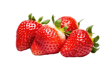 A single strawberry is separated from the others. The strawberries are being separated. A complete, partially sliced strawberry is placed on a transparent background. The strawberries are being
