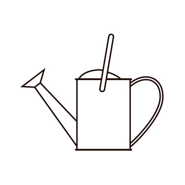 recommend clip art: Large metal watering can in black outline