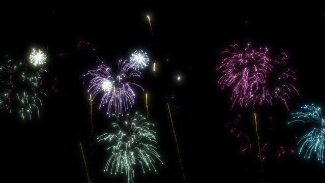 Colorful Fireworks Display Animation Loop Background