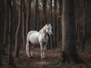 Obraz na płótnie Canvas Horse walks in wood