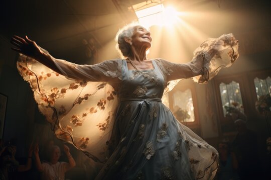 dancing elderly woman