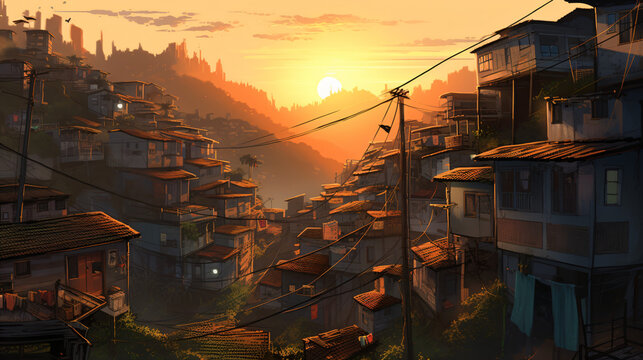 A favela at sunset Generative Ai