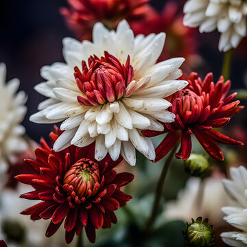 red and white dahlia flower