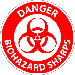 Danger Biohazard Label, Biohazard Sharps