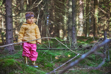 Beautiful child in the forest in Denmark