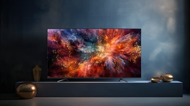 SMART OLED TV promotional photo with beautiful wallpaper, Internet of things IoT TV