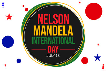 Nelson Mandela International day design background with text and colorful circles