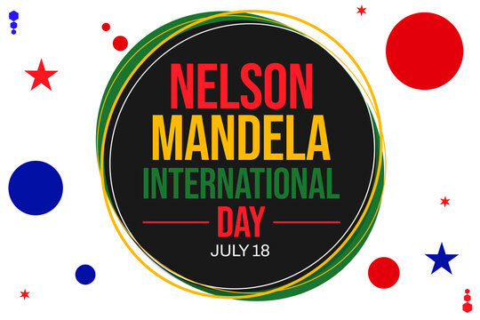 Nelson Mandela International day design background with text and colorful circles