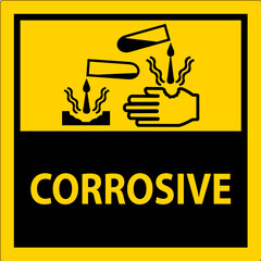 Fototapeta premium Label Corrosive Sign On White Background
